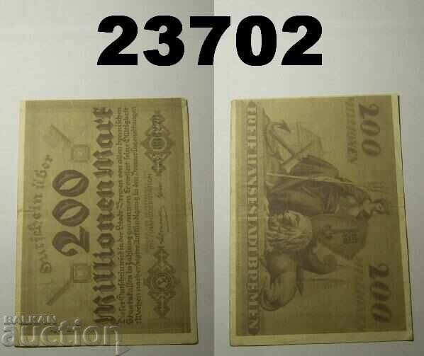 Bremen 200 Million Marks 1923 VF