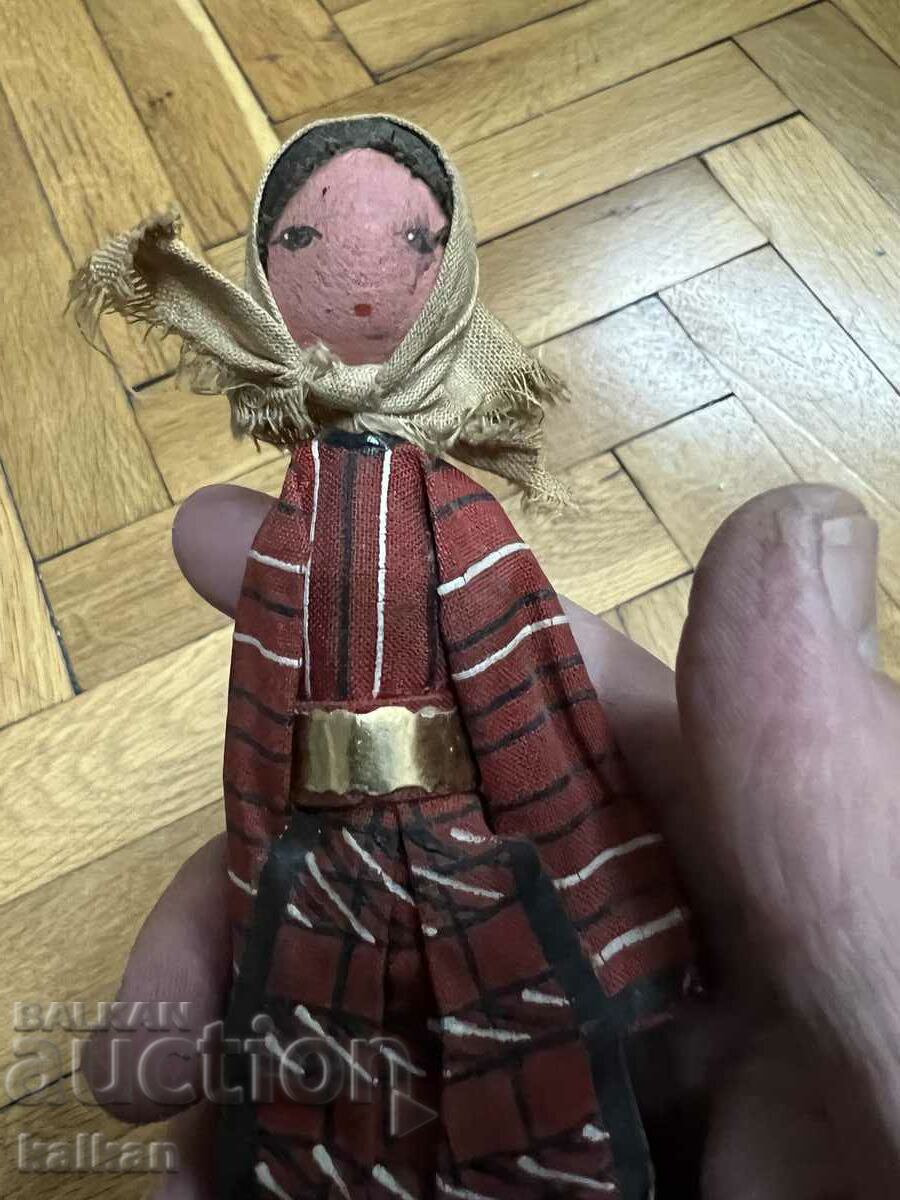Old souvenir wooden Bulgarian doll - 6