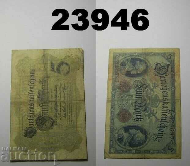 R! 6-цифрен! Германия 5 марки 1914