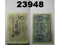 Germany 5 Marks 1914 VF Banknote