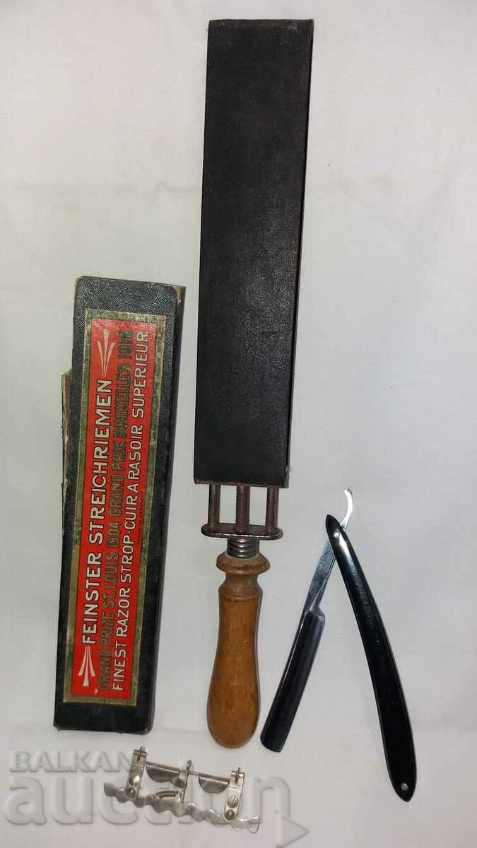 Old brand leather massat razor sharpening kit