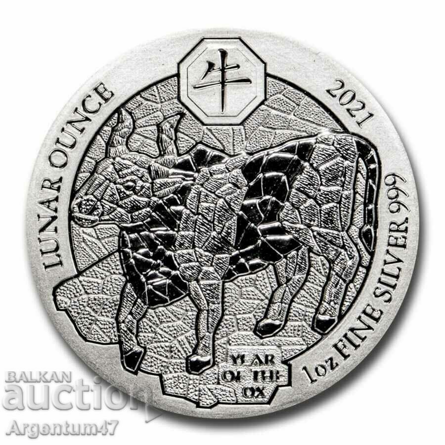 SILVER 1 OZ 2021 RWANDA - LUNAR VOL