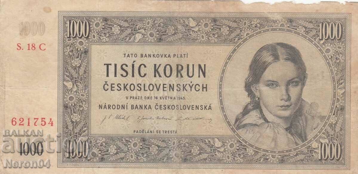 1000 de coroane 1945, Cehoslovacia