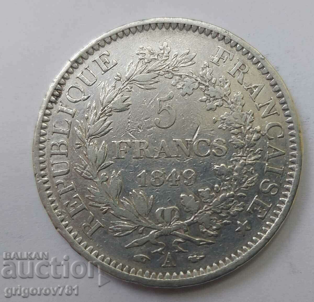 5 Francs Silver France 1849 A - Silver Coin #53