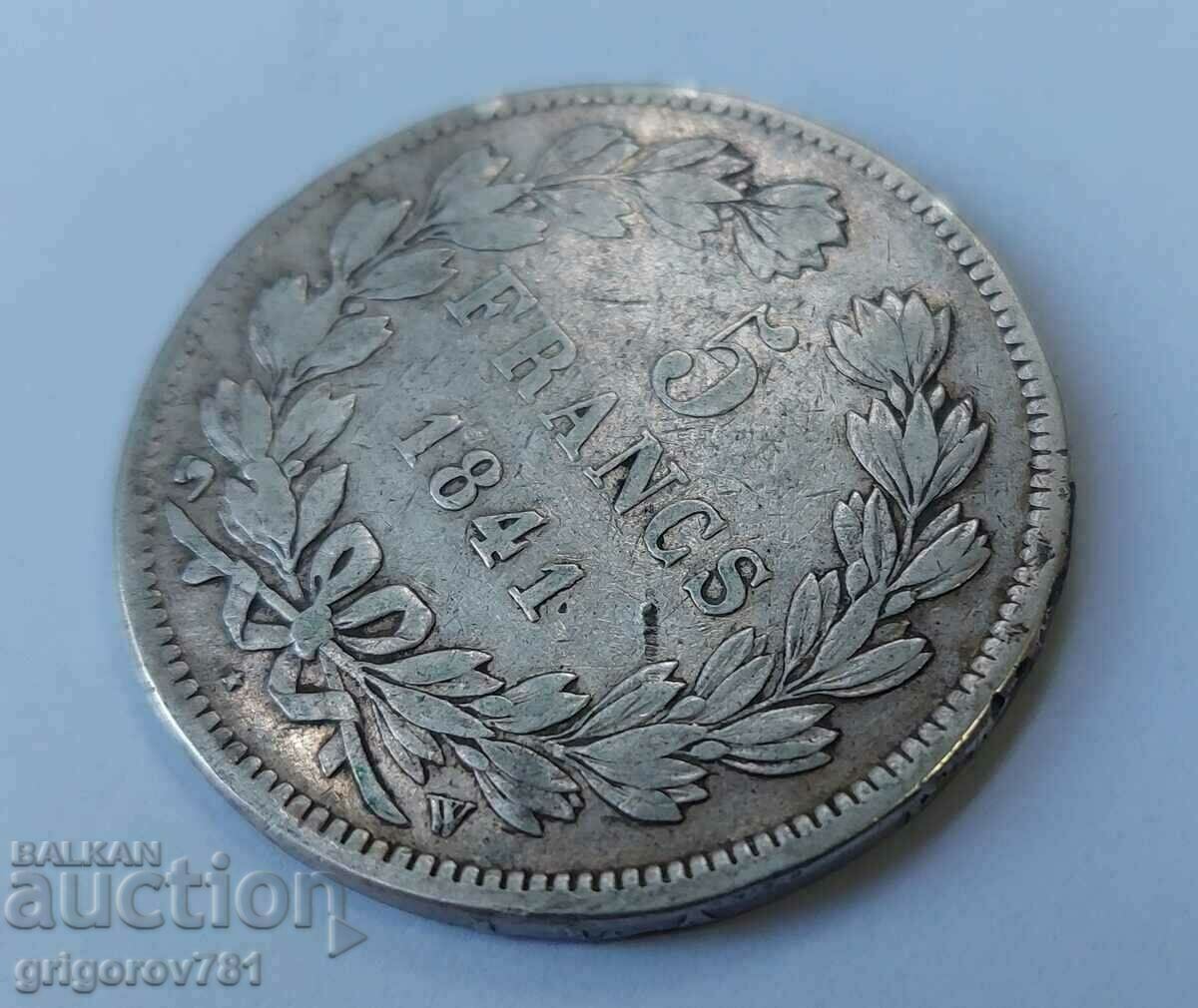 Παράδοση Ασημένιο 5 φράγκα Γαλλία 1841 W - ασημένιο νόμισμα # 43