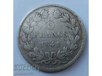 5 франка сребро Франция 1841 W - сребърна монета #43