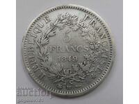 5 Franci Argint Franța 1849 BB - Monedă de argint #90