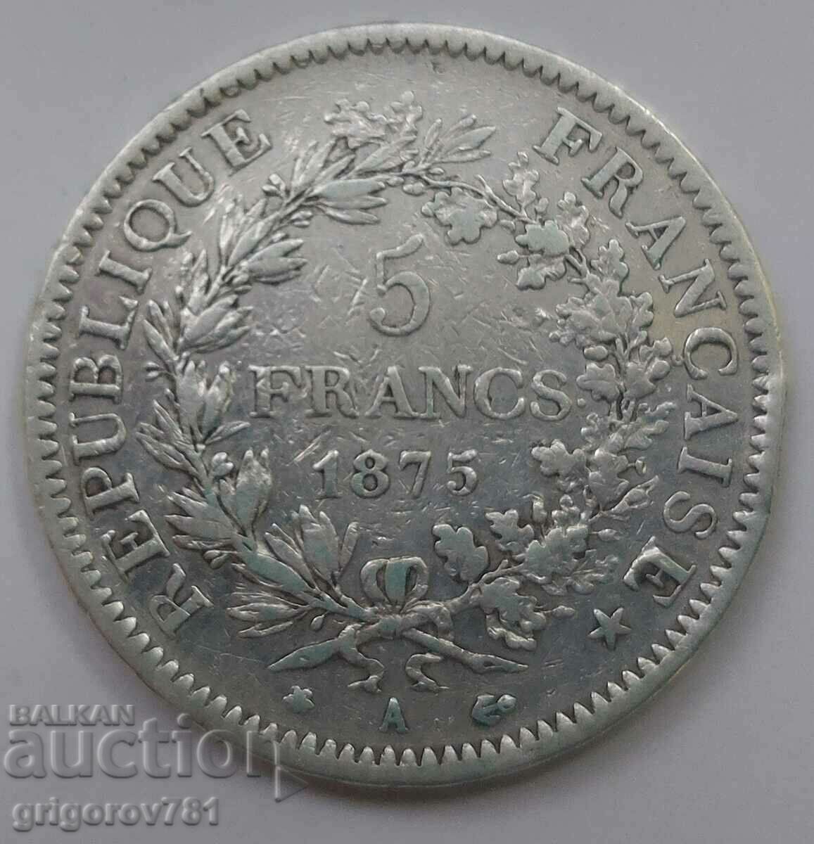 5 Francs Silver France 1876 A - Silver Coin #91