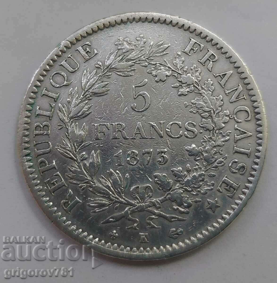 5 Φράγκα Ασήμι Γαλλία 1873 K - Ασημένιο νόμισμα #94