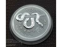 10 oz SILVER- 999- LUNAR YEAR OF THE SNAKE-UNC