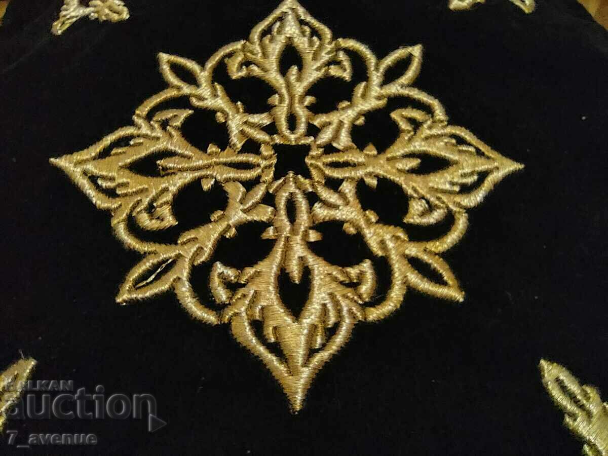 Pillow, old, with silk gold cord and decoration 12/13/22 - 6 Pillow, old, with silk gold cord and decoration 12/13/22 - 6