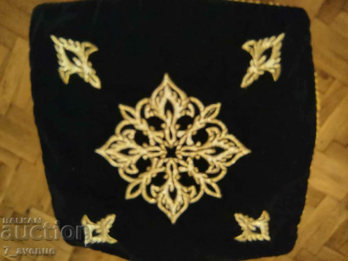 Pillow, old, with silk gold cord and decoration 12/13/22 - 7 Pillow, old, with silk gold cord and decoration 12/13/22 - 7