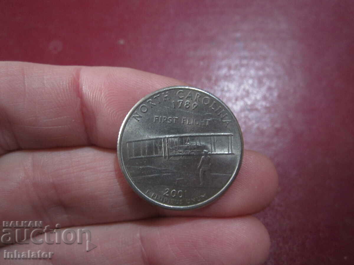 северна Каролина 25 цента САЩ 2001 год буква Р