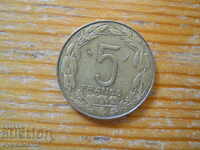 5 franci 1975 - Africa Centrală