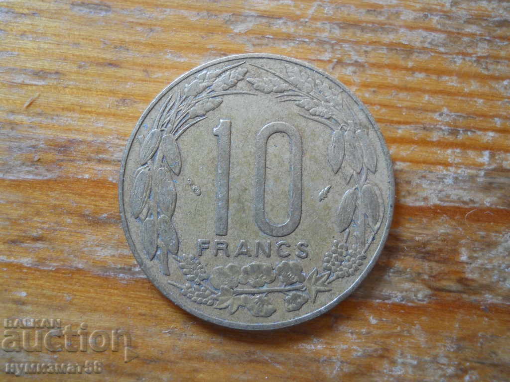10 franci 1975 - Africa Centrală