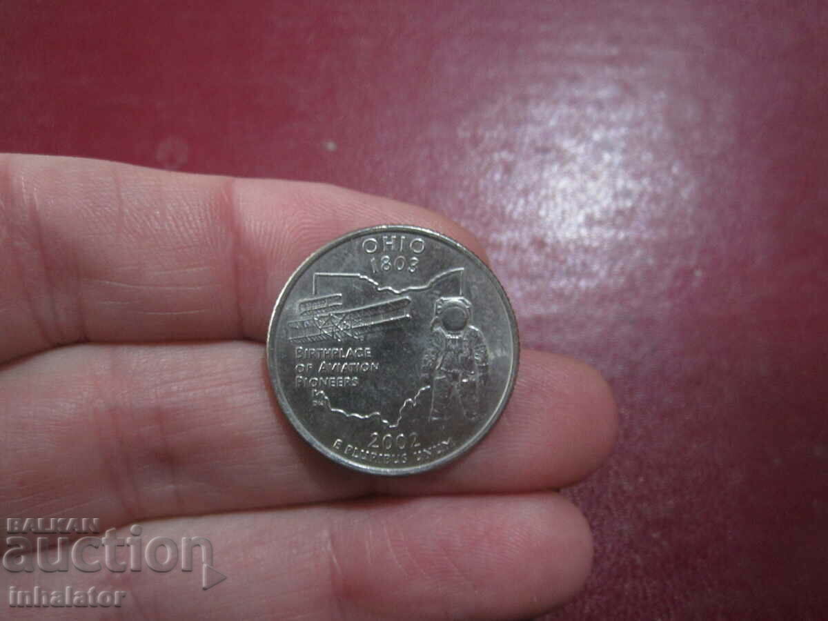 Охайо 25 цента САЩ 2002 год буква D