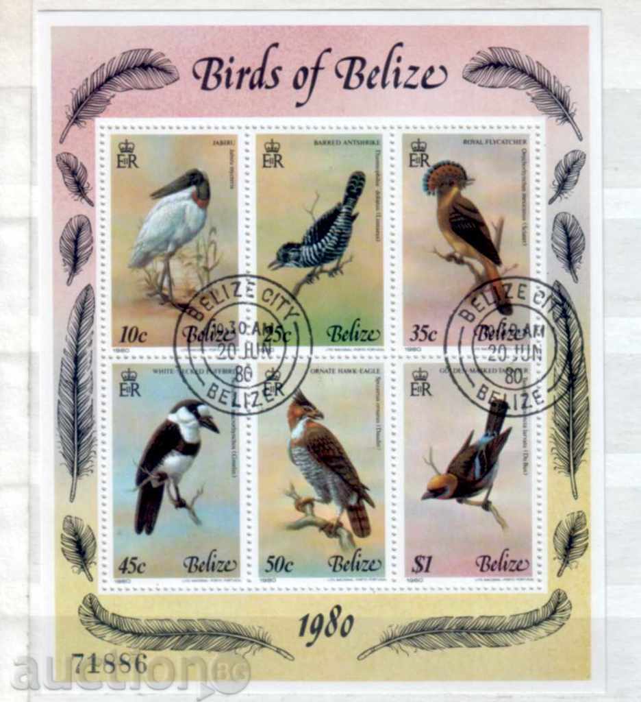 Белиз 1980  Птици – Блок подпечатан