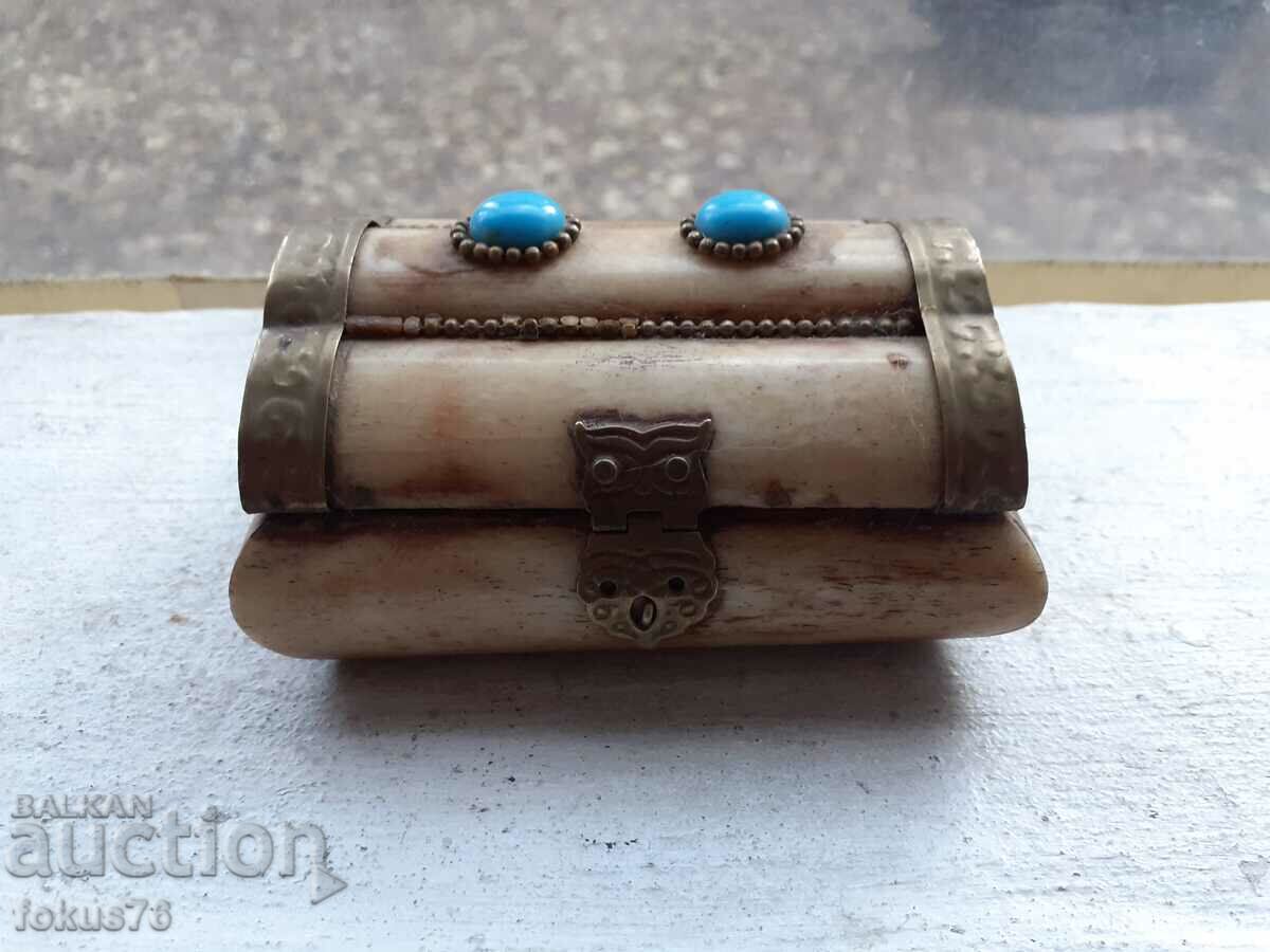 Old camel bone box with brass fittings with price 35.00 BGN | € 17.90 Old camel bone box with brass fittings with price 35.00 BGN | € 17.90
