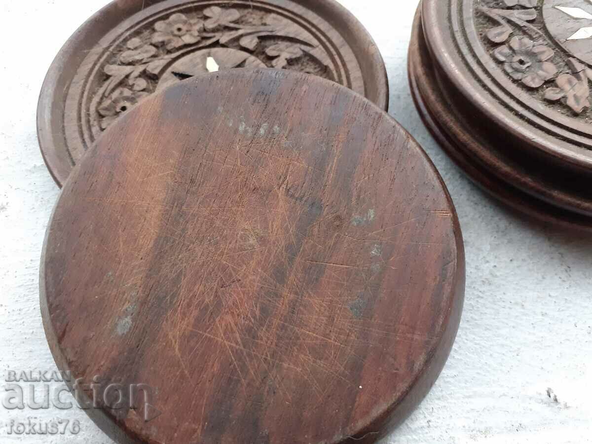 Παλιά ξύλινα σουβέρ σκάλισμα και φίλντισι - 5