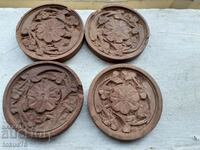 Old wooden coasters wood carving
