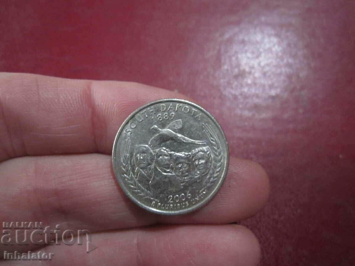 Южна Дакота  25 цента САЩ 2006 год буква Р