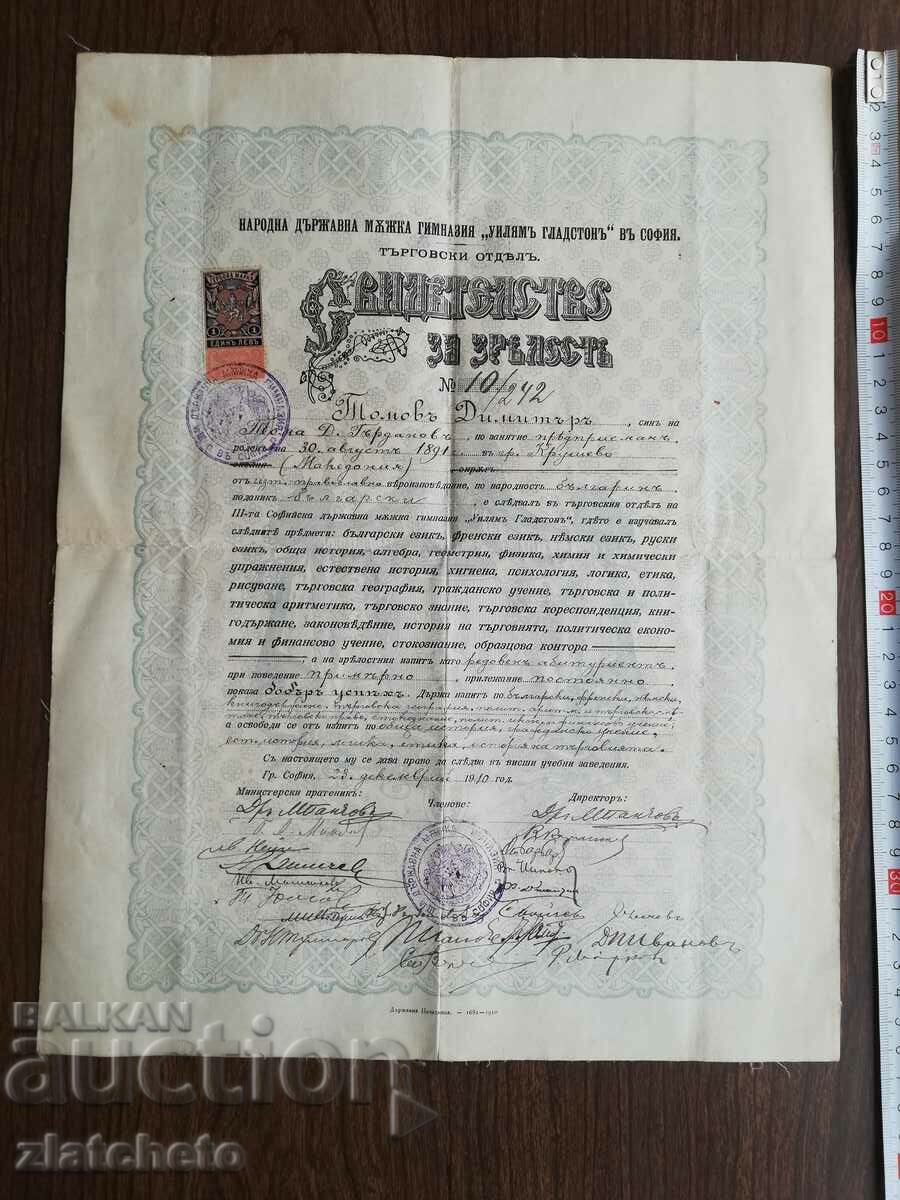 Свидетелство за Зрелост 1910 Подписи