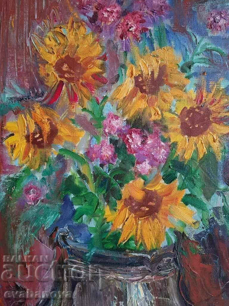 Δημοπρασία Ο Gavril Oroshakov όμορφη νεκρή φύση Sunflowers 1980. βούτυρο Δημοπρασία Ο Gavril Oroshakov όμορφη νεκρή φύση Sunflowers 1980. βούτυρο