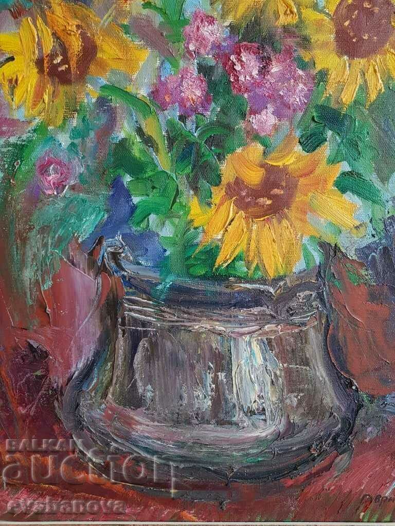 Παράδοση Ο Gavril Oroshakov όμορφη νεκρή φύση Sunflowers 1980. βούτυρο Παράδοση Ο Gavril Oroshakov όμορφη νεκρή φύση Sunflowers 1980. βούτυρο