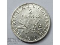 2 Francs Silver France 1916 - Silver Coin #80