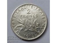 2 Francs Silver France 1916 - Silver Coin #84
