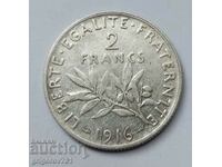 2 франка сребро Франция 1916 - сребърна монета #85