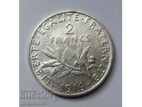 2 франка сребро Франция 1916 - сребърна монета #86