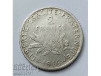 2 франка сребро Франция 1916 - сребърна монета #87