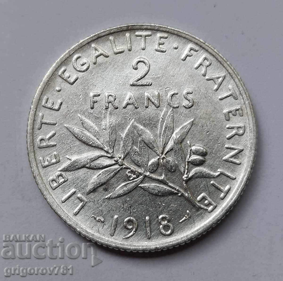 2 Franci Argint Franta 1918 - Moneda de argint #88