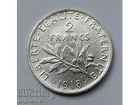 2 франка сребро Франция 1918 - сребърна монета #88