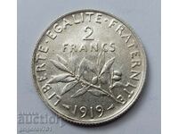 2 франка сребро Франция 1919 - сребърна монета #91