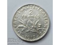 2 франка сребро Франция 1917 - сребърна монета #96
