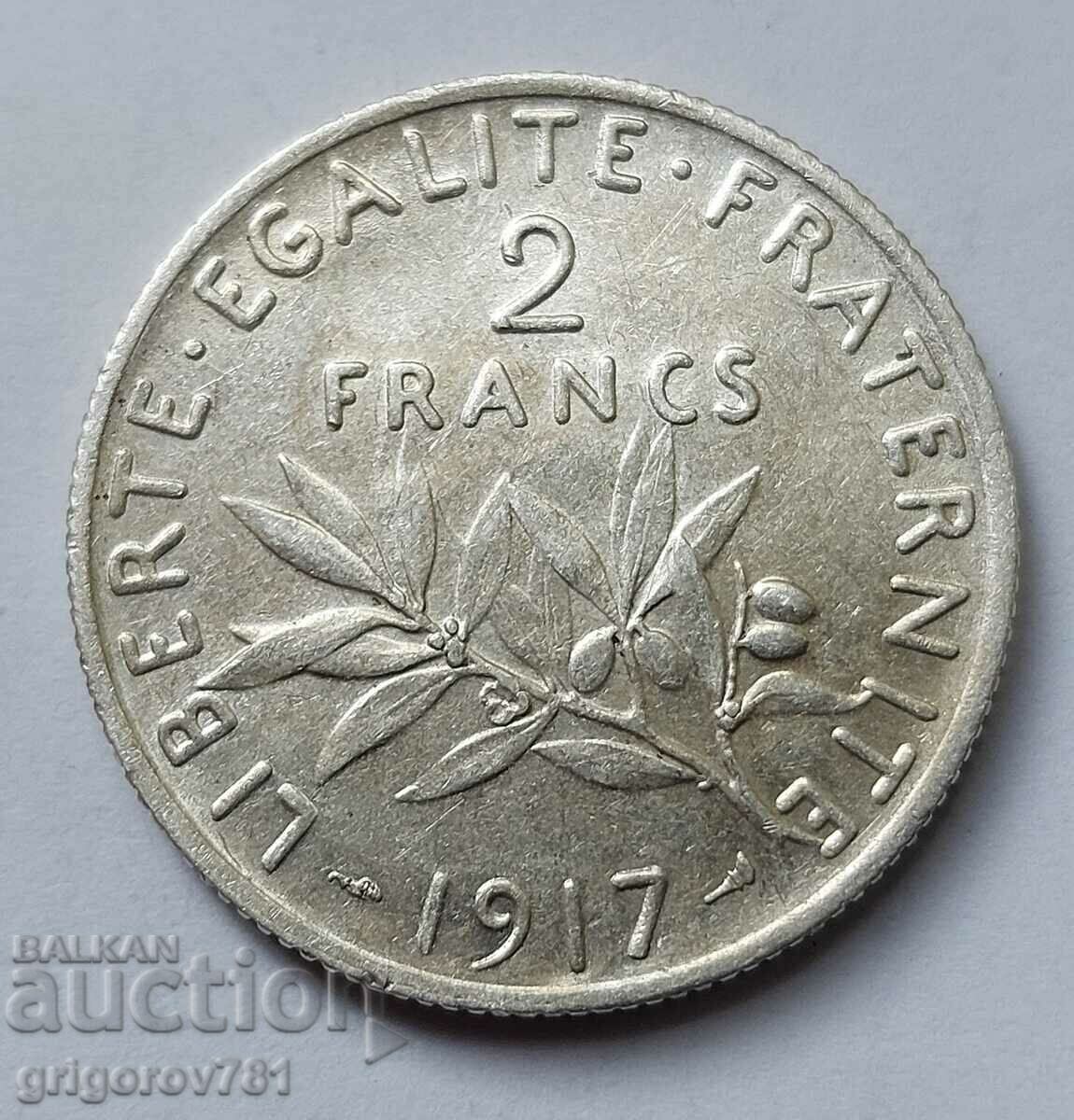 2 Φράγκα Ασήμι Γαλλία 1917 - Ασημένιο νόμισμα #98