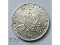 2 франка сребро Франция 1917 - сребърна монета #98