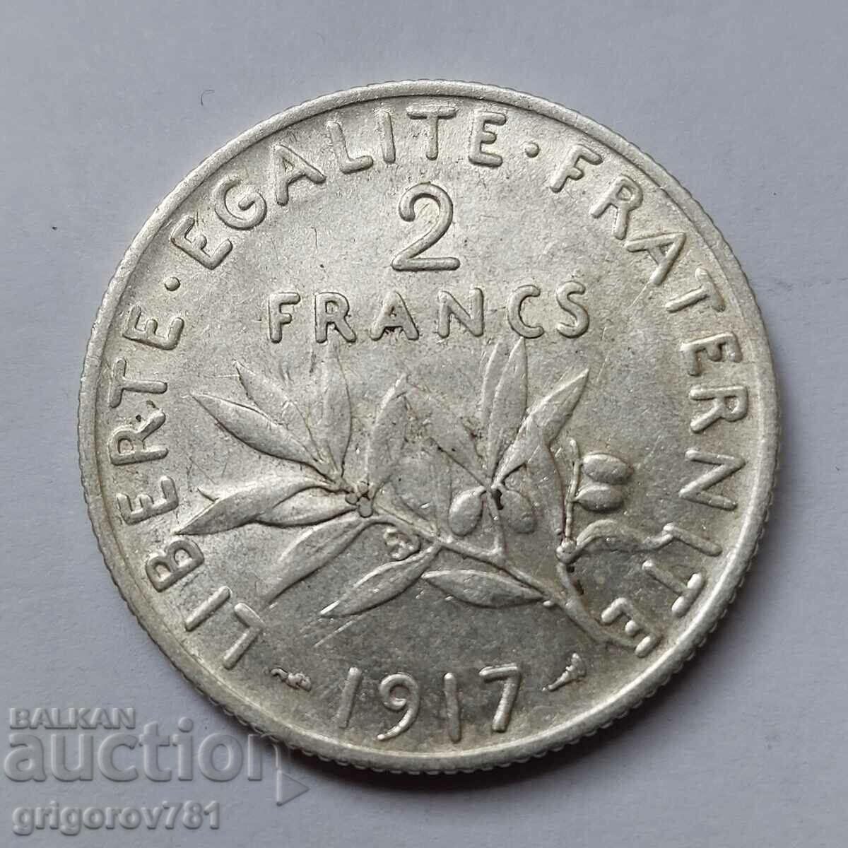 2 франка сребро Франция 1917 - сребърна монета #100