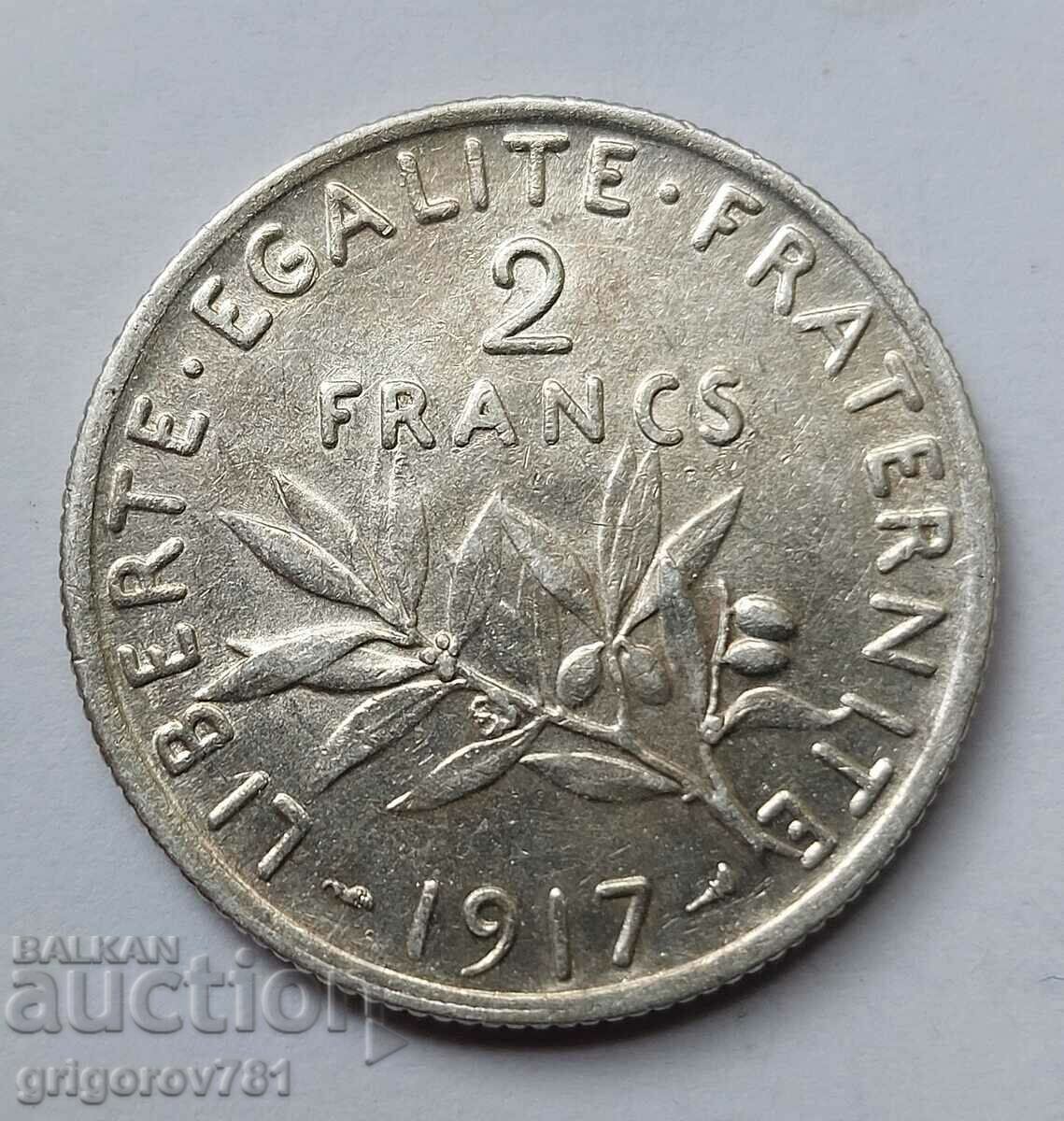 2 франка сребро Франция 1917 - сребърна монета #101