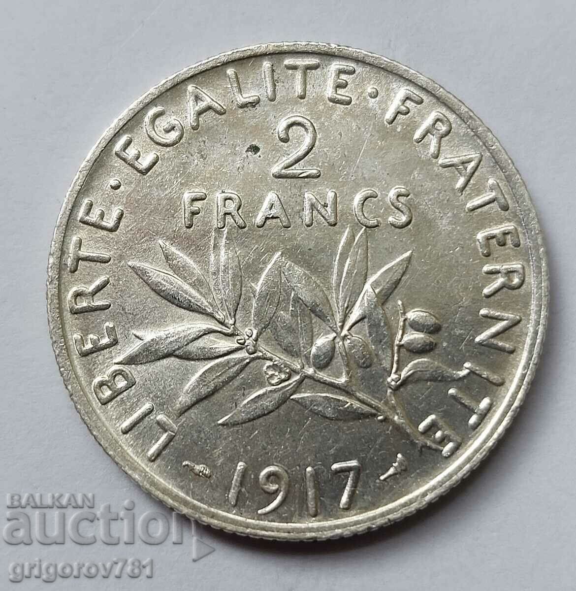2 франка сребро Франция 1917 - сребърна монета #103