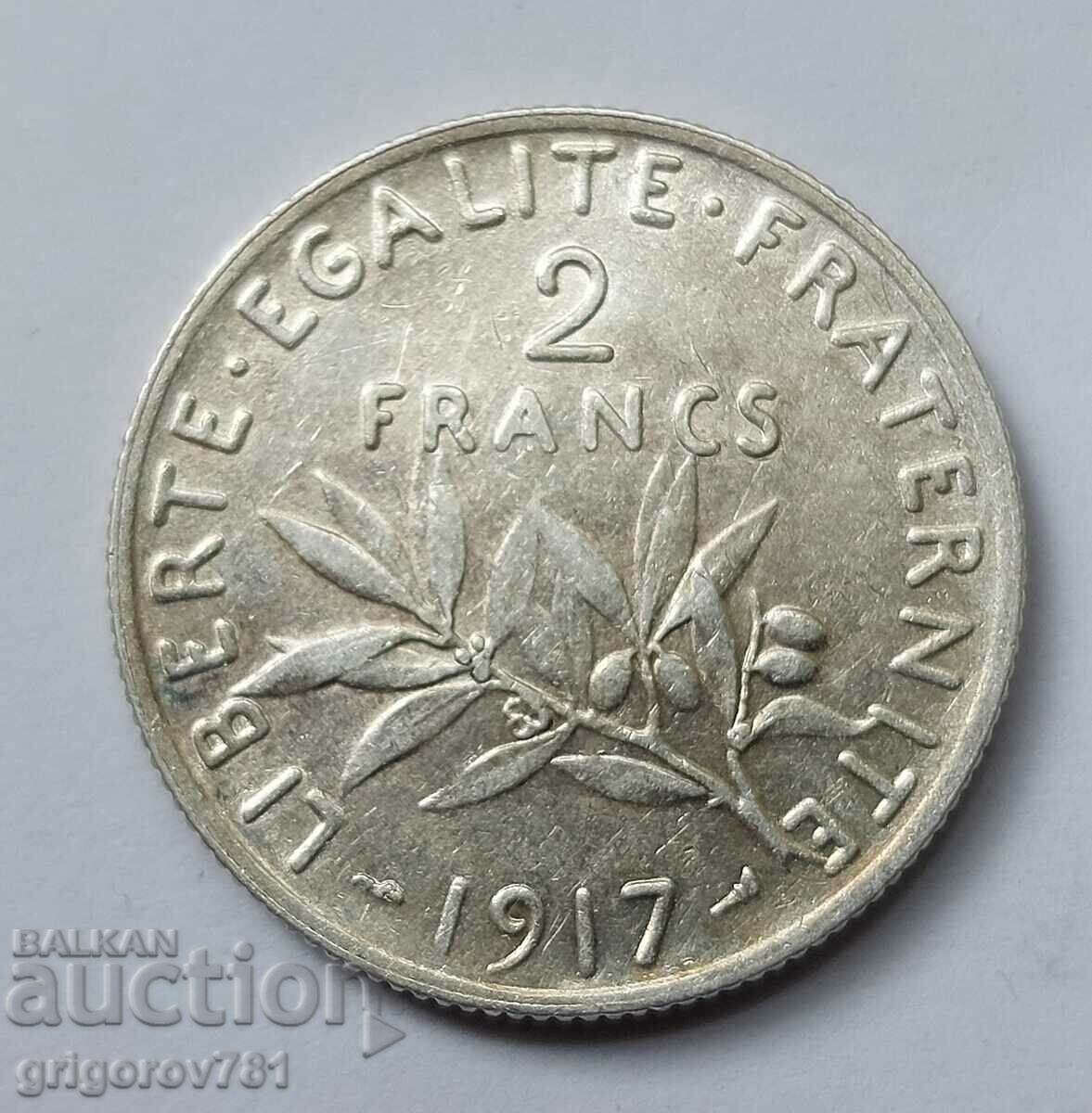 2 Francs Silver France 1917 - Silver Coin #105