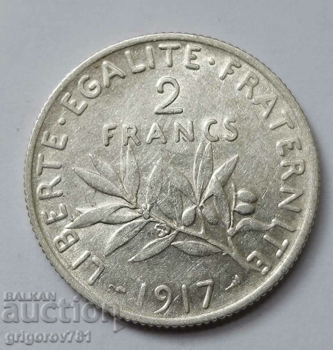 2 франка сребро Франция 1917 - сребърна монета #107