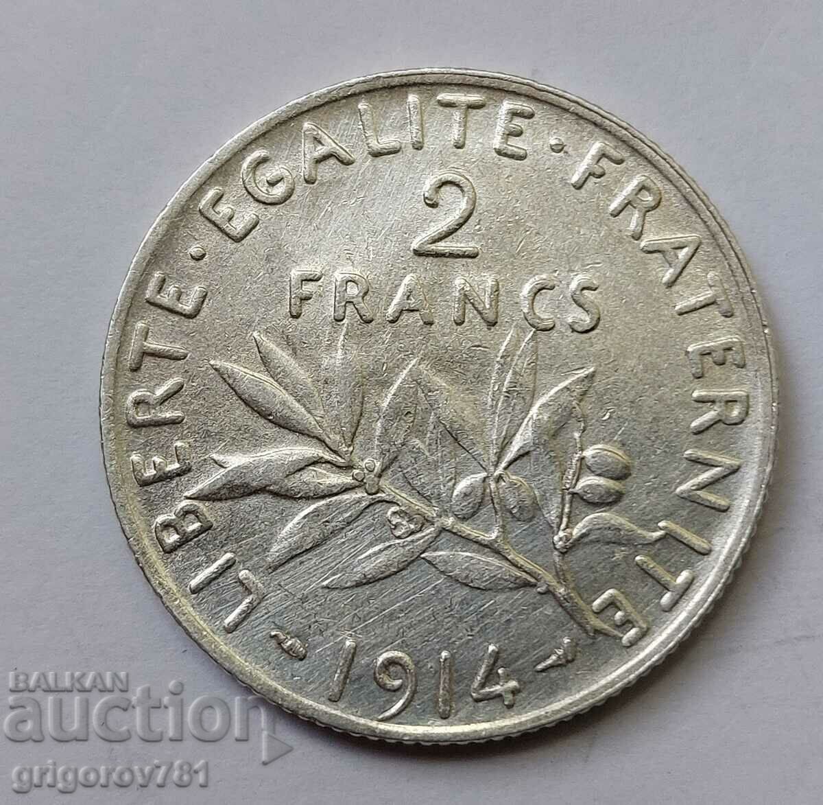 2 Francs Silver France 1914 - Silver Coin #110