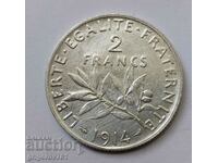 2 Φράγκα Ασήμι Γαλλία 1914 - Ασημένιο νόμισμα #110