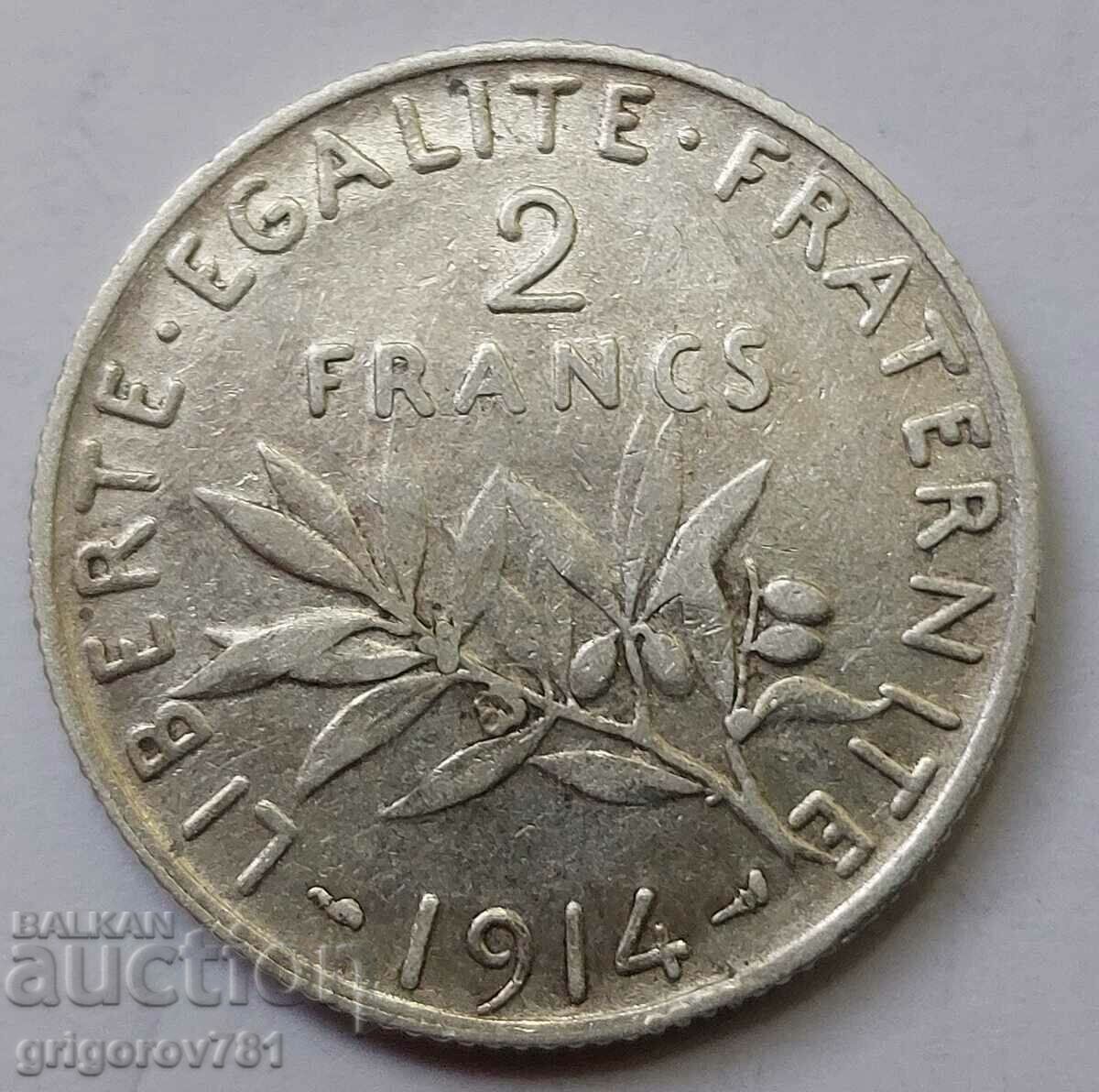 2 Φράγκα Ασήμι Γαλλία 1914 - Ασημένιο νόμισμα #111