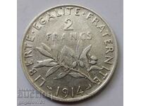 2 Francs Silver France 1914 - Silver Coin #111