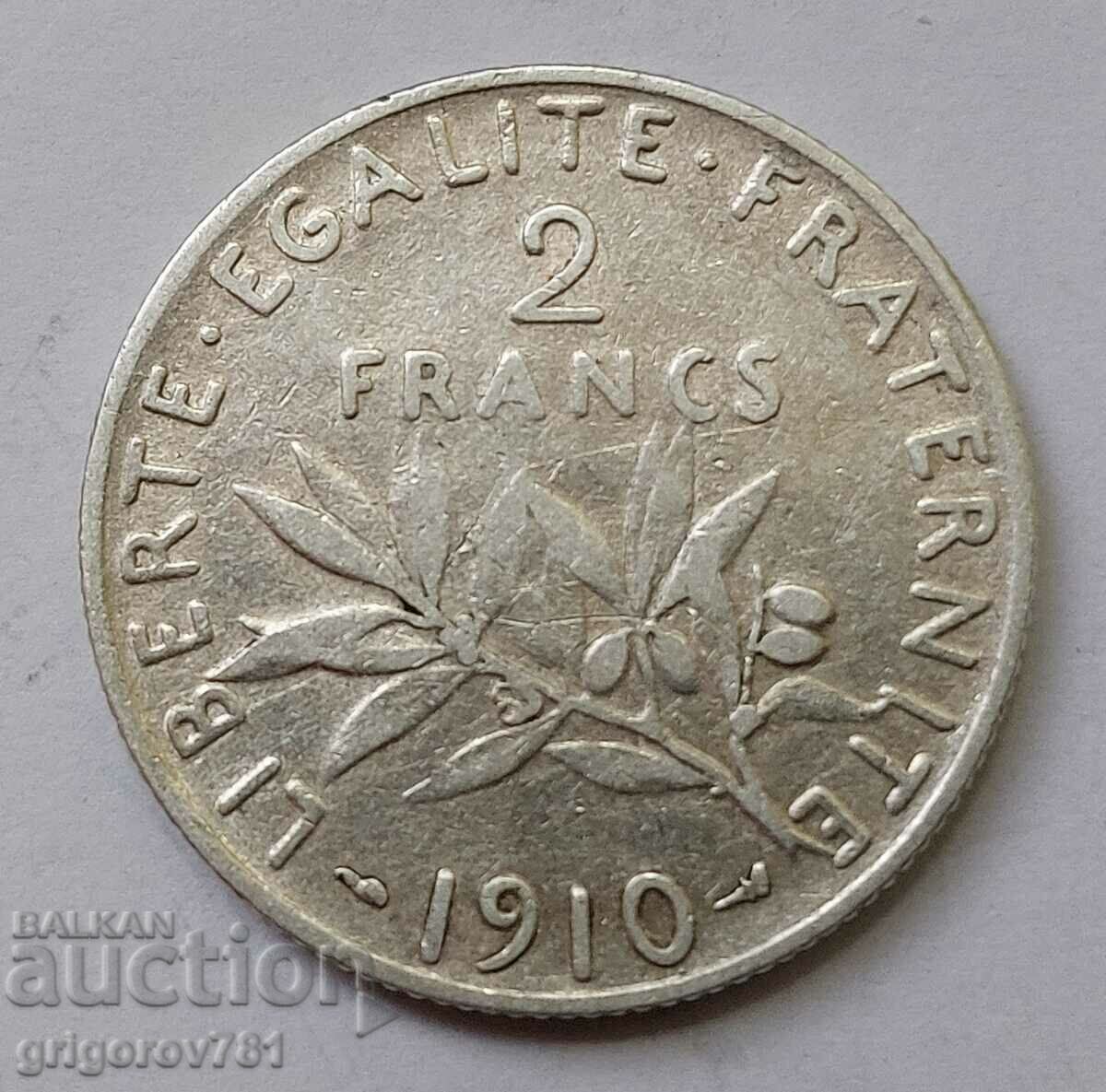 2 Φράγκα Ασήμι Γαλλία 1910 - Ασημένιο νόμισμα #112