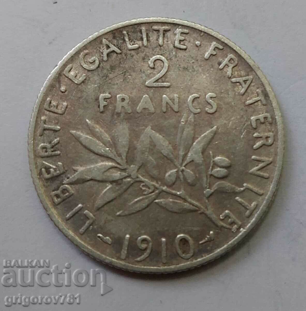 2 Francs Silver France 1910 - Silver Coin #113